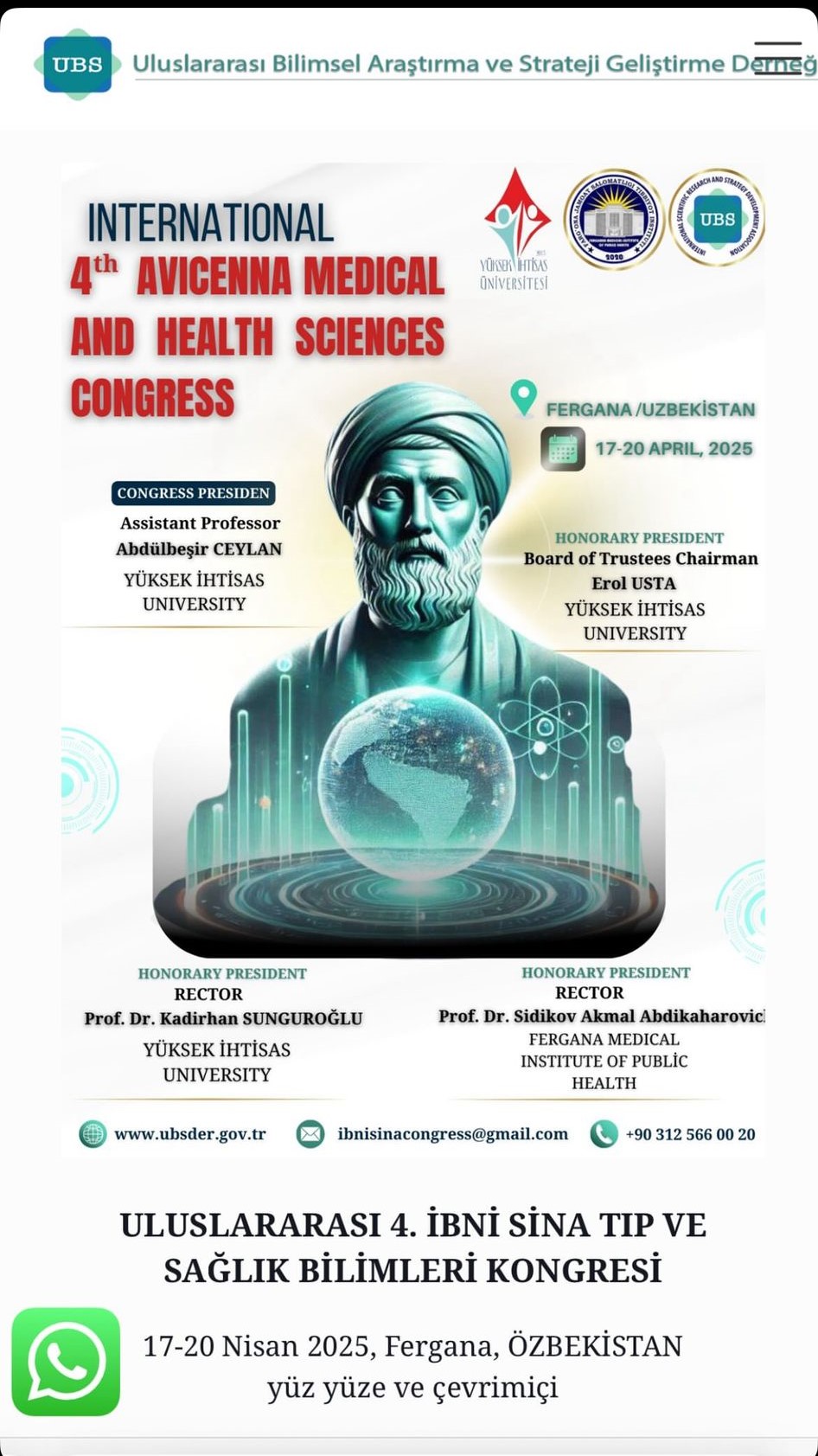INTERNATIONAL 4th AVICENNA MEDICAL AND HEALTH SCIENCES CONGRESS